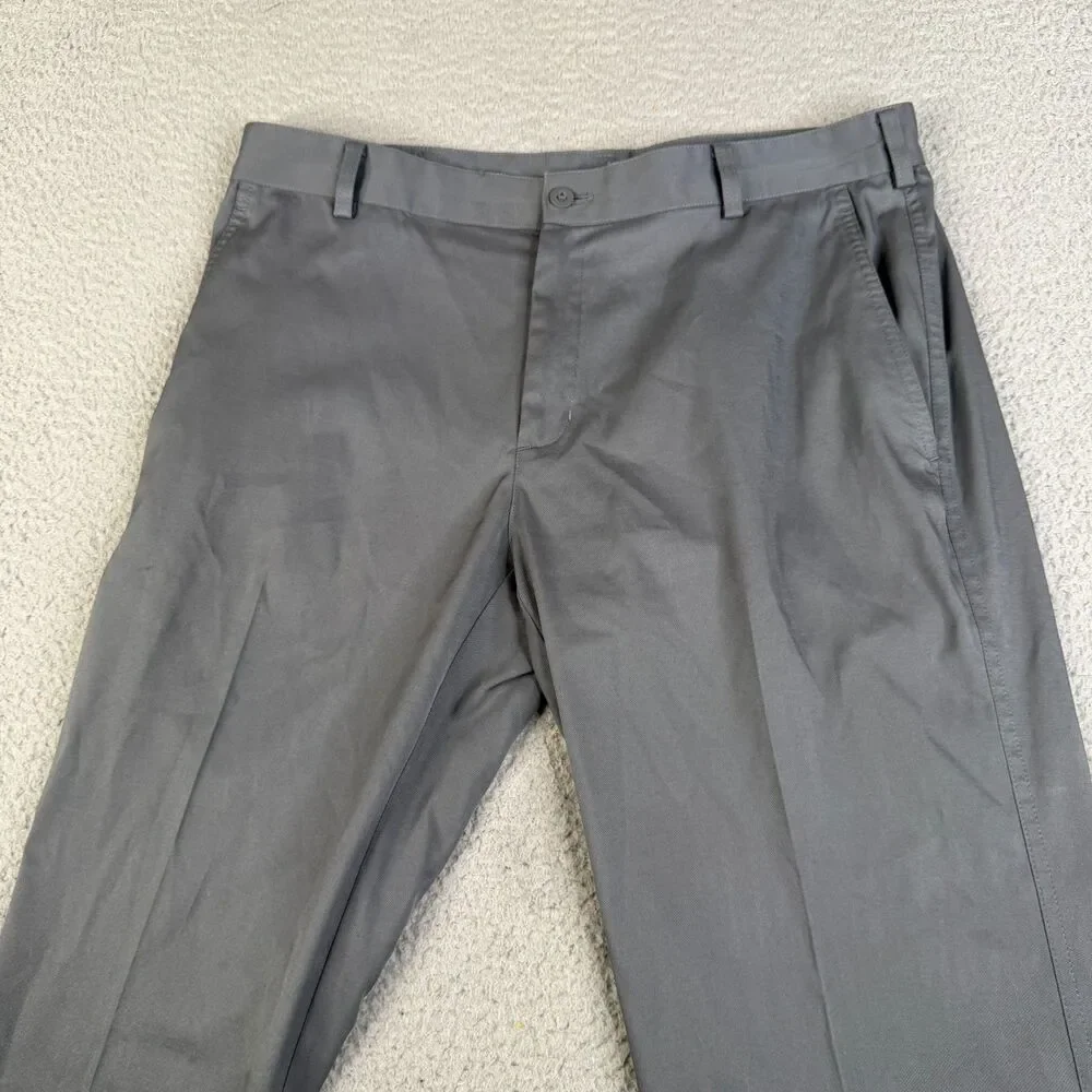 NIKE Golf Chino Pants Mens 34x32 Gray Dri Fit Performance Stretch Flat Front